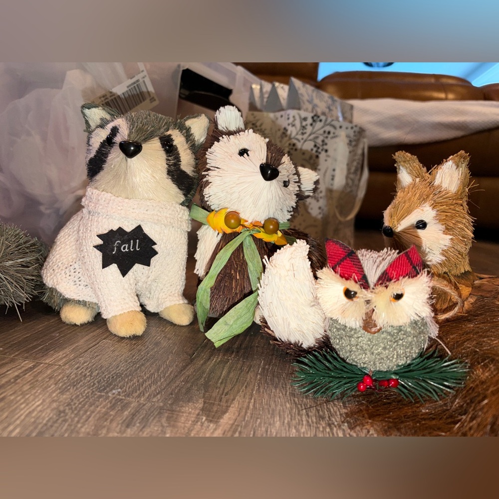 🏷️ 3/$75 Deal 🫱🏻‍🫲🏽 Set of 4 Rustic Woodland Animal Winter Christmas Holiday